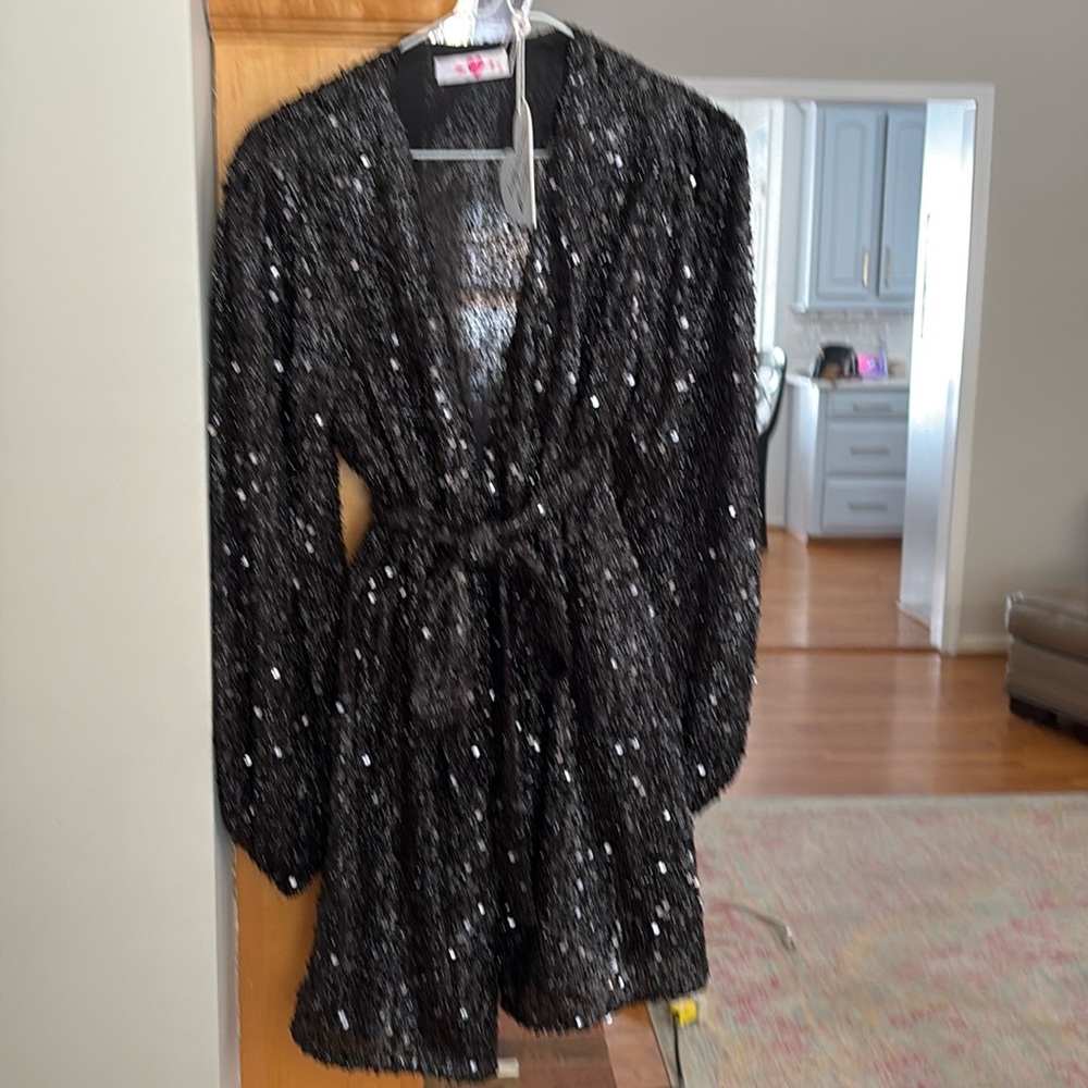 Buddy Love black sequin dress XS extra small NWT